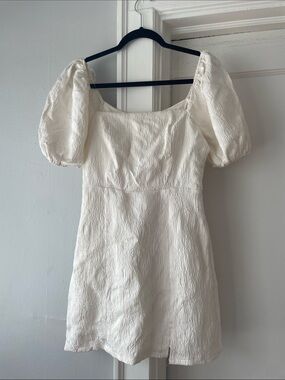 Altar'd State Cream Puff-Sleeve Mini Dress